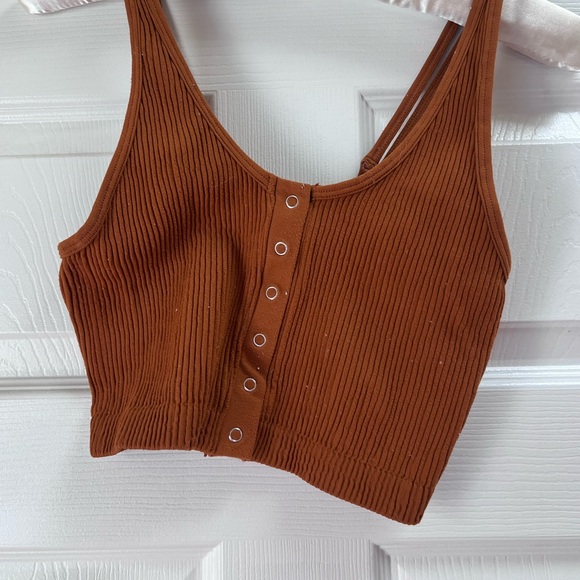 aerie Other - Rust Ribbed Button-Front Bralette